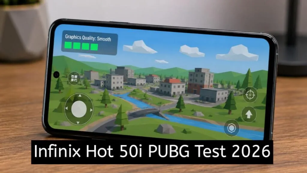 Infinix Hot 50i running PUBG Mobile on Smooth graphics settings