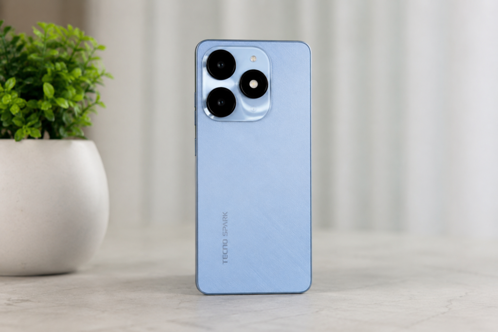 Tecno Spark 20 Pro blue smartphone with 50MP camera and 5000mAh battery Pakistan`
