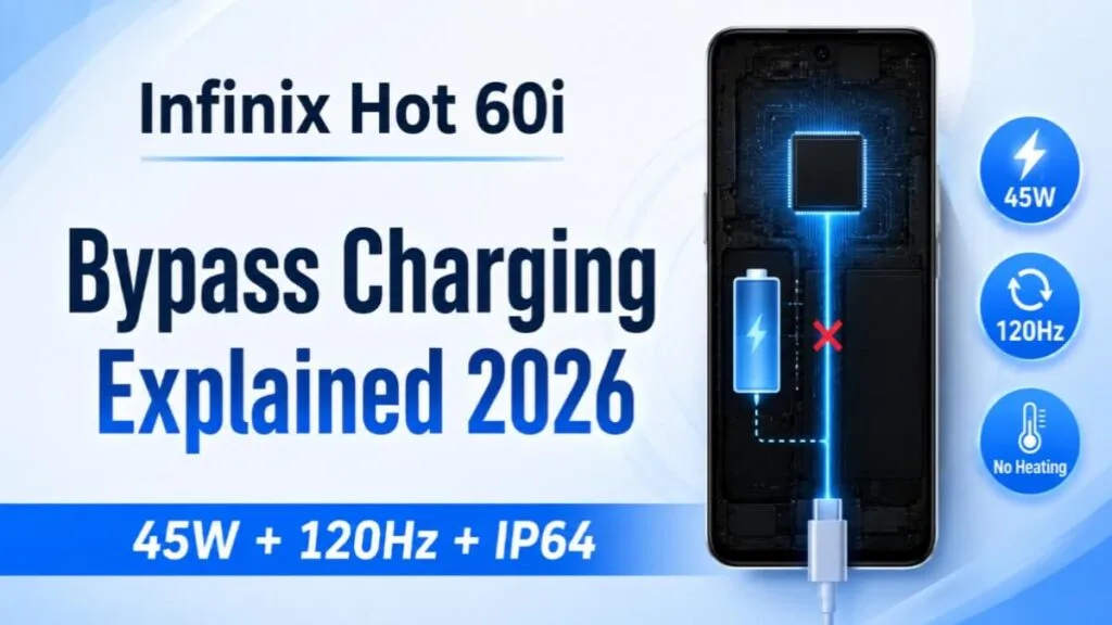 Infinix Hot 60i bypass charging feature explained 2026 with 45W fast charging, 120Hz display and IP64 rating