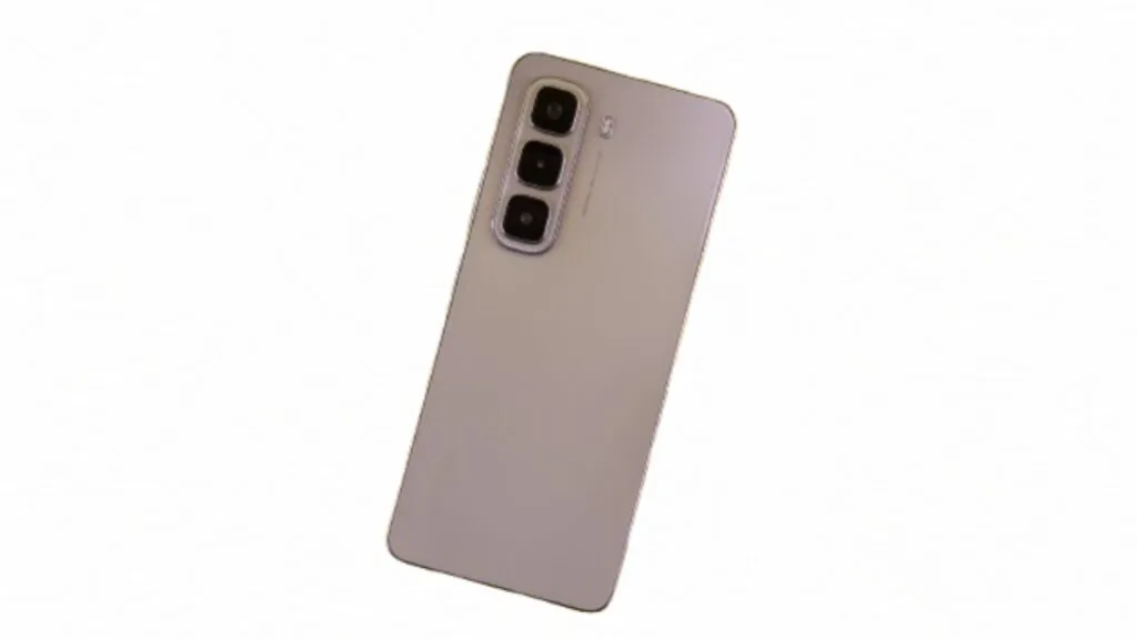 Modern smartphone with triple camera setup on clean white background