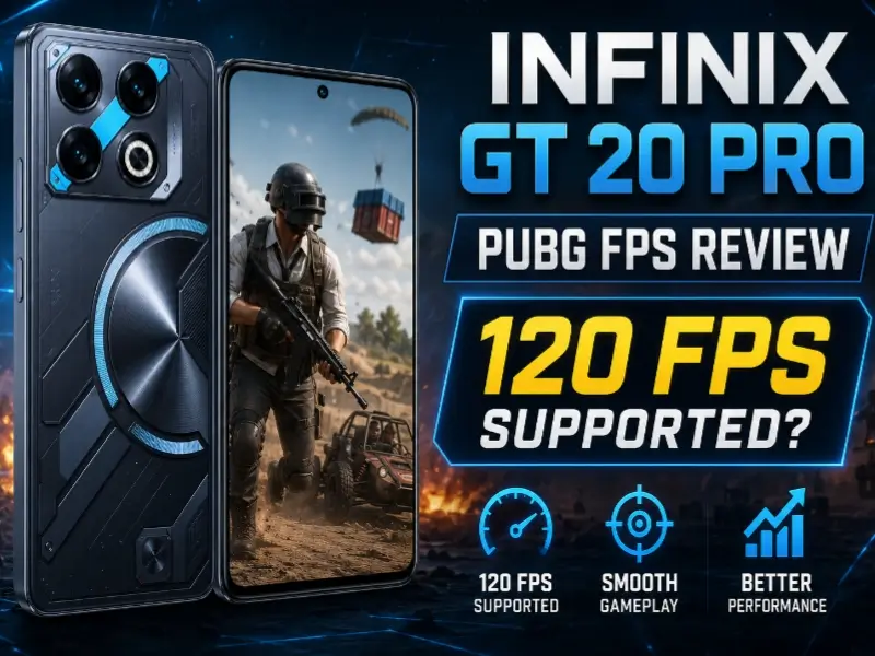 Infinix GT 20 Pro PUBG FPS review showing 120 FPS supported gameplay performance