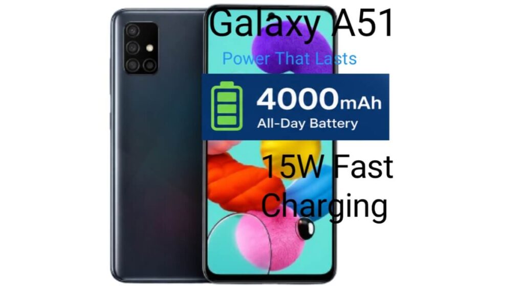 Samsung Galaxy A51 battery review 2026 showing 4000mAh battery and 15W fast charging