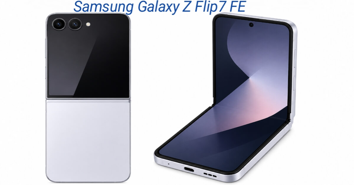 Samsung Galaxy Z Flip7 FE in white color front and back view open and closed
