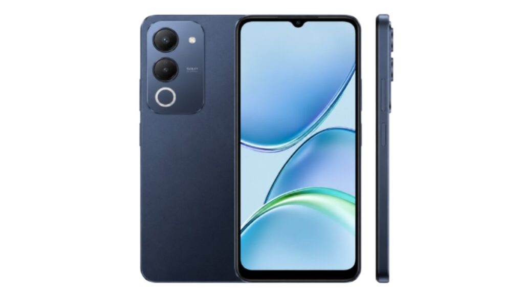 Front and back view of Vivo Y11d showing the side-mounted fingerprint sensor and design.