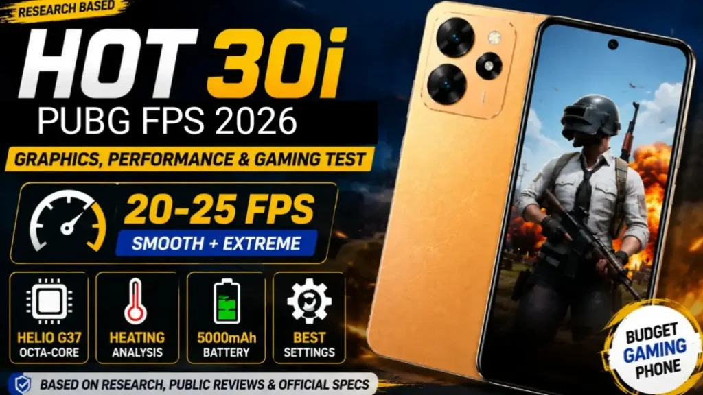 Infinix Hot 30i PUBG FPS 2026 graphics and gaming performance