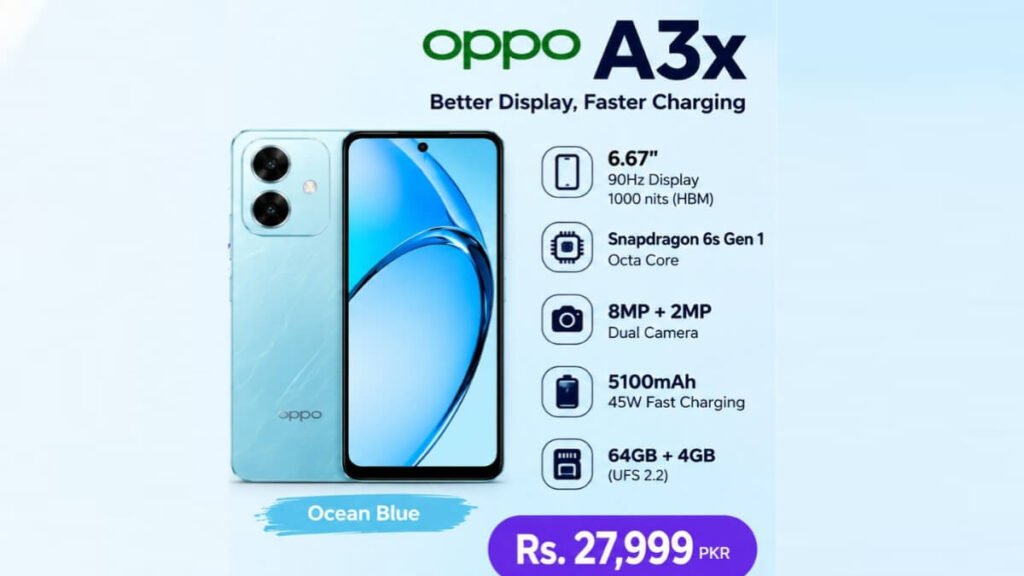 Oppo A3x price and specifications in Pakistan 2026