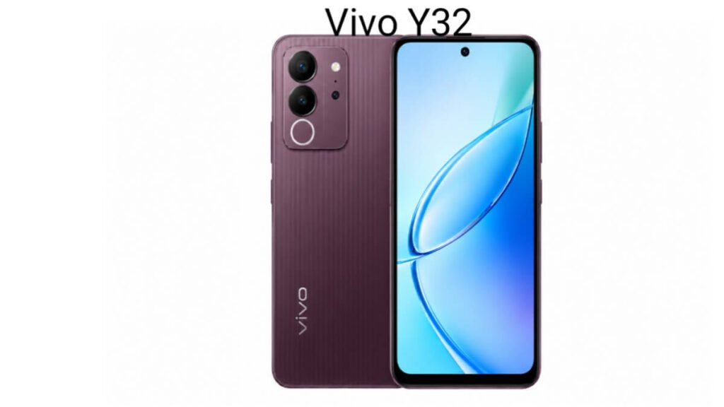 Vivo Y32 smartphone front and back view with purple design